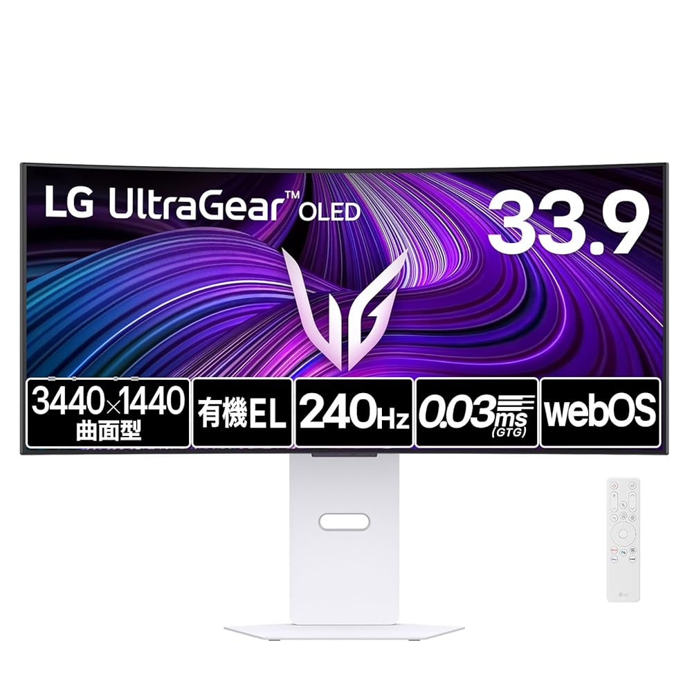【30日保証/新品/即納】【VGP 2025 Summer 金賞】LG ゲーミングモニター UltraGear OLED 34GX90SA-W 33.9インチ 曲面 800Ｒ/3440×1440/24