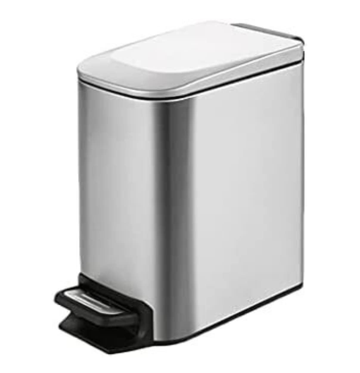 ゴミ箱塵箱 ごみ箱垃圾桶 ステンレス鋼のゴミ箱家庭用の内側のバケツが付いている長方形の金属製のステップオンゴミ箱 キッチンゴミ箱 寝室 オフィス デスク下 (Color : Silver Size