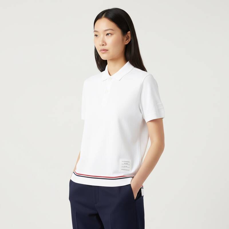 [ロロモダ] トムブラウン ピケ 半袖 ウィメンズ Tシャツ / FJS193A-J0185-100