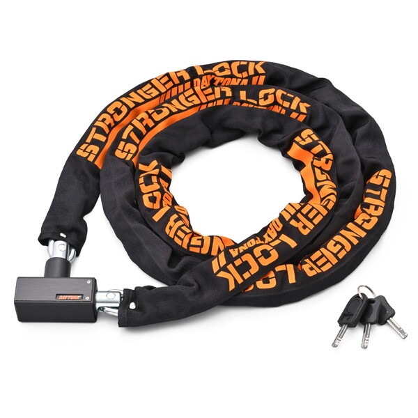 D48436 (Daytona) バイク用 チェーンロック φ8mmスチール合金製 LEDライト付き鍵 ストロンガーチェーンロック 鍵タイプ 2.5m 48436