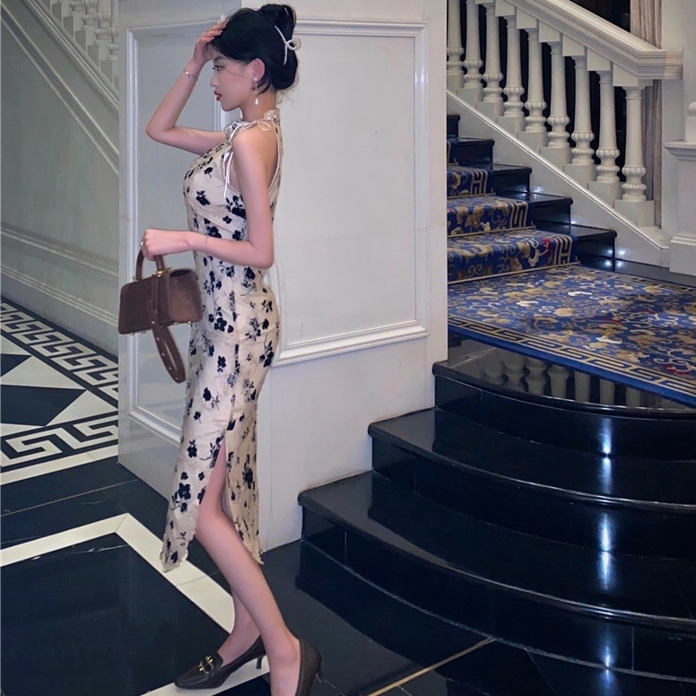 ドレス 衣装 ワンピース ミモレ丈ワンピース チャイナドレス 二次会ドレス 演奏会ドレス ステージドレス ミモレ丈 ノースリーブ 刺繡 サイドスリット タイト かわいい 大人可愛い きれいめ シンプル