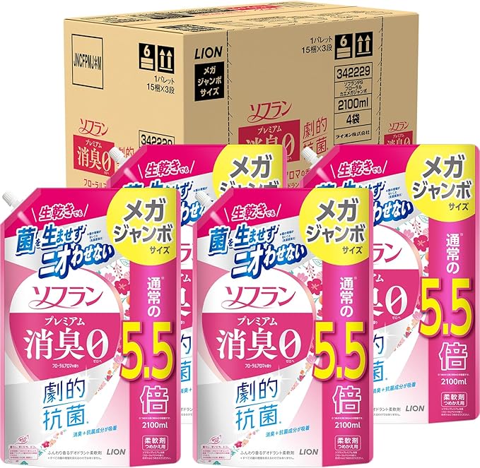 ソフラン プレミアム消臭 詰替メガジャンボ2100ml×4個 フローラルアロマ