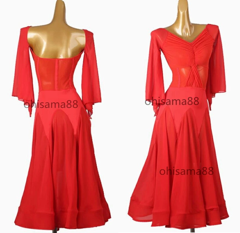 モダンドレス ダンスドレス ワンピース モダン衣装 大きい裾 練習着 レッスン着 社交ダンス衣装 着痩せ ダンスウェア ワルツ専用ドレス ヴィーナス スタンダードドレス 社交ダンスドレス 可愛い 競技