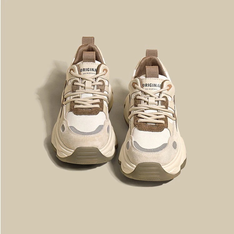 厚底シューズ 韓国ファッション レトロ おしゃれ コントラストカラー 厚底スニーカー 百掛け 身長アップ 流行り スニーカー 質感 高級感 カジュアル 厚底靴 快適 滑り止め靴 運動単靴