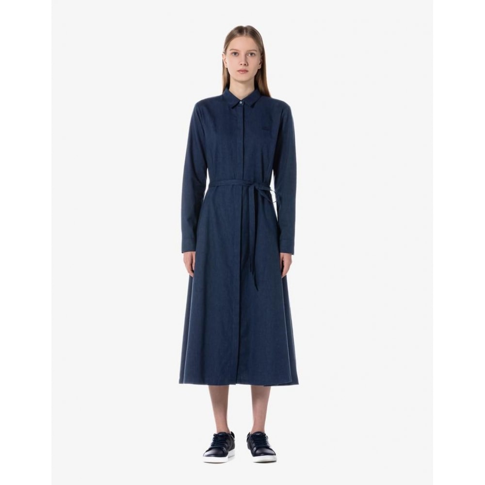 ラコステ女性用フランネル織りロングドレス EF896E-54N HDE