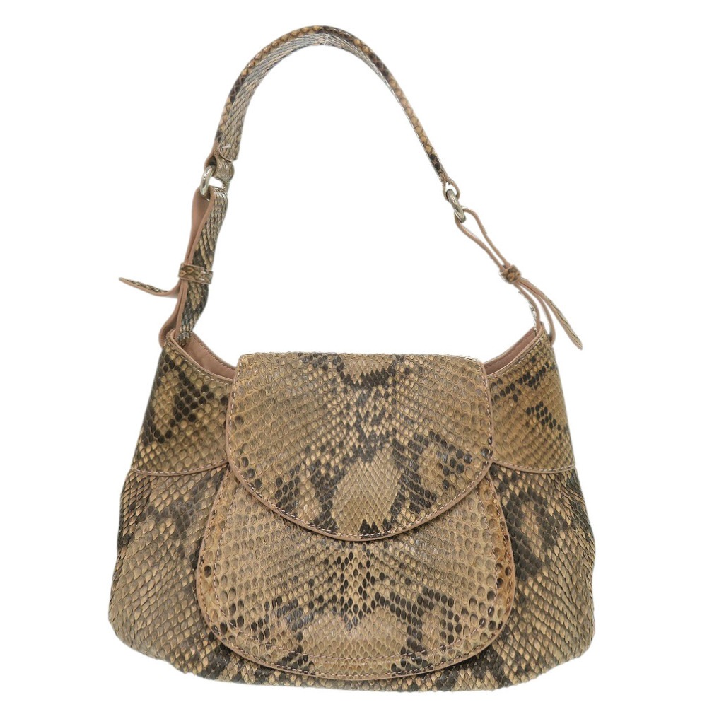 美品 マウロ ゴヴェルナ ワンショルダーバッグ ハンドバッグ パイソン ベージュ 0569【中古】Mauro Governa レディース
