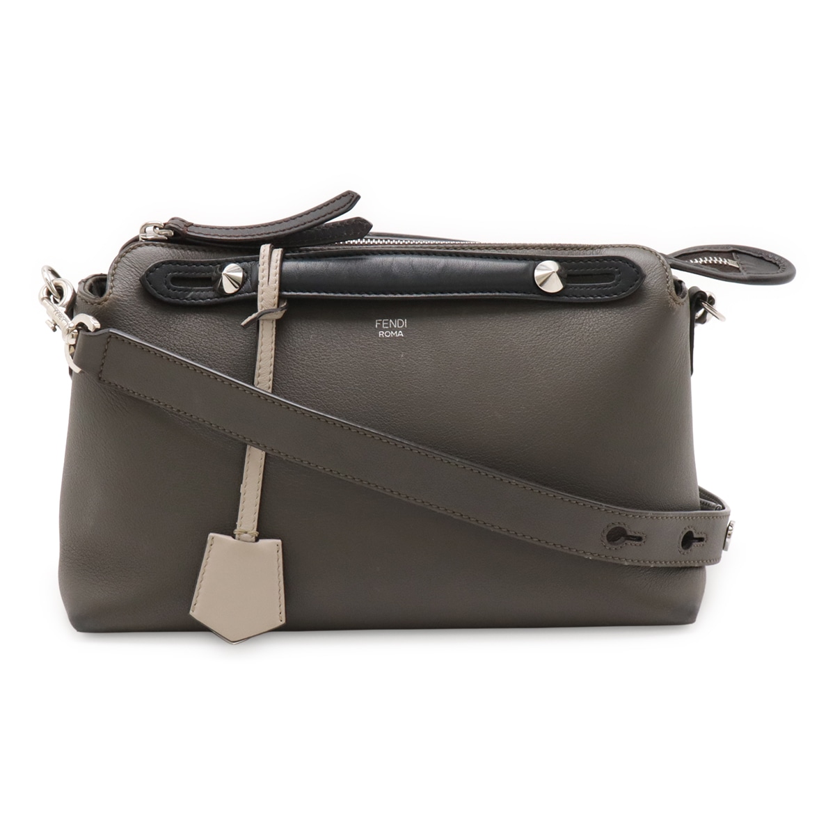 BY THE WAY バイザウェイ ミディアム ハンドバッグ 2WAY ショルダーバッグ レザー グレー ブラック 黒 シルバー金具 8BL14