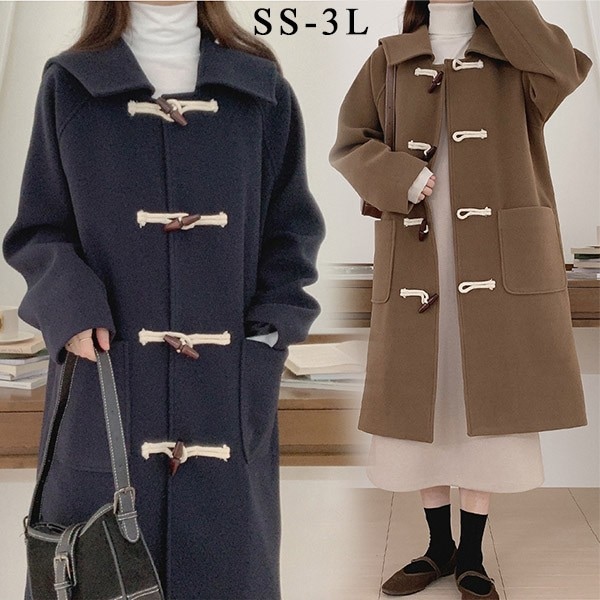 ダッフルコート レディース 冬コート ロングコート 無地 アウター カジュアル フードなし 女性 大人 可愛い 通勤 通学 シンプル