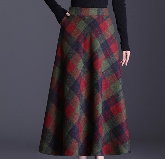 スカート ロング ロング丈 チェック柄 Aライン かわいい 可愛い きれいめ ハイウエスト 脚長 シンプル カジュアル 上品 おしゃれ お洒落 女子 こなれ感 キュート ガーリー 存在感