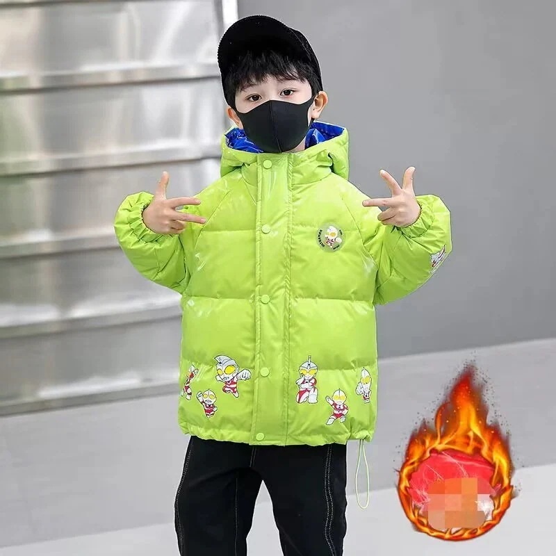 大好評 子供用ダウンジャケット男子無洗綿衣冬の新型男子ウルトラマン服白鴨パイル冬服コート潮