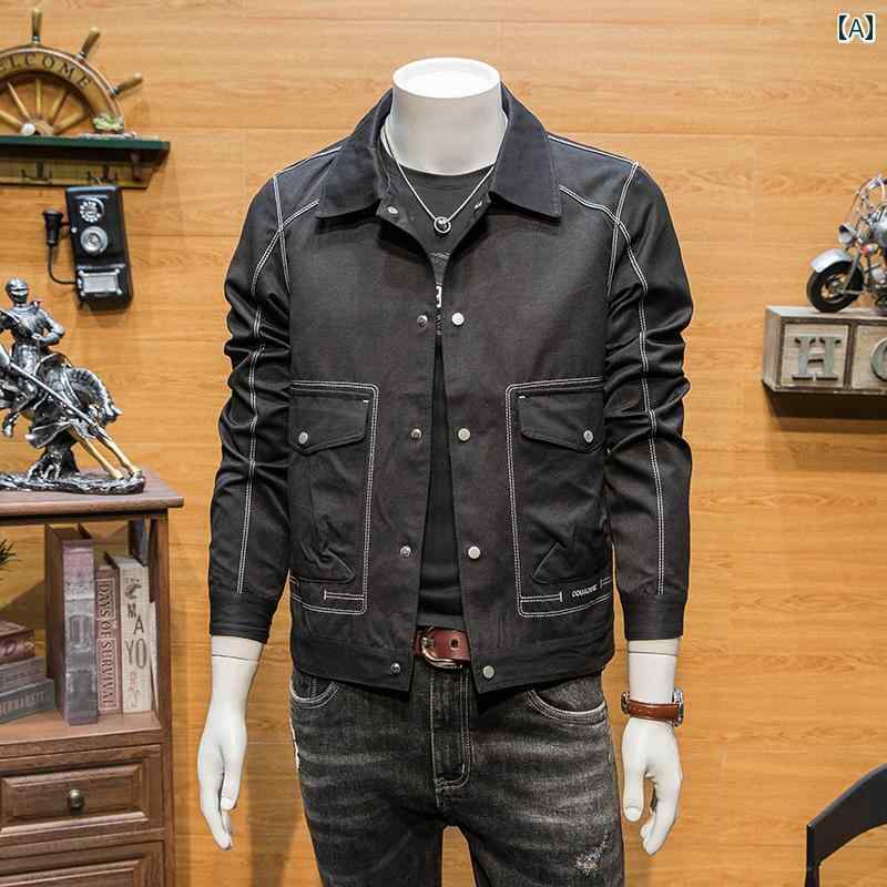 メンズ ファッション ワークジャケット 春秋 トップステッチ トップス カジュアル ビジネス ジャケット