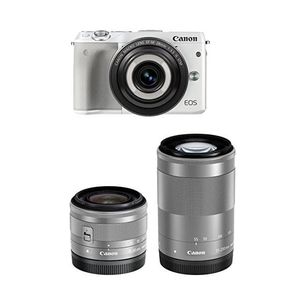 【中古】Canon ミラーレス一眼カメラ EOS M3(ホワイト)クリエイティブマクロ トリプルレンズキット EOSM3WH-CMTLK