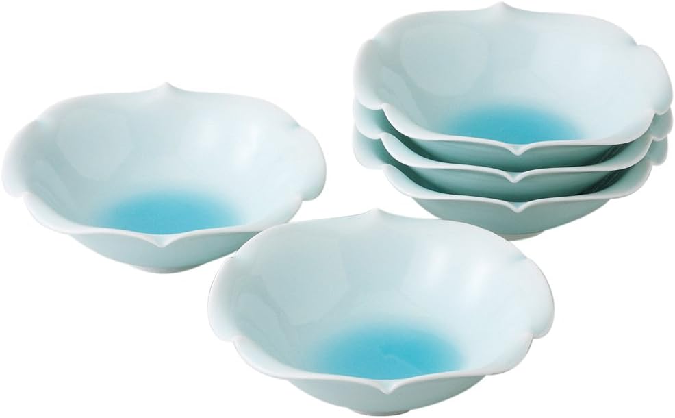 波佐見焼 小鉢 セット 5個入 ボウル 皿 青磁 径約16×5.5cm ( 化粧箱入 ) 11441