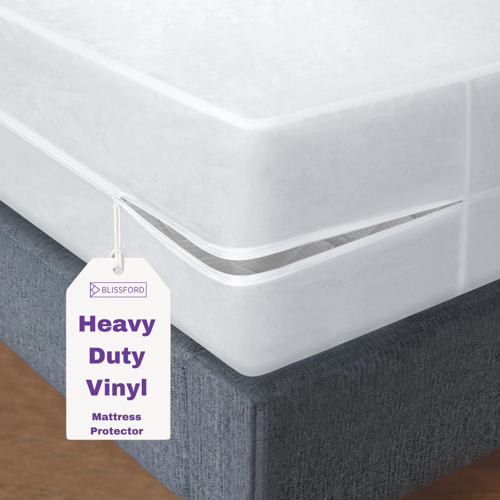 (Cal King (41cm Deep)) - Royal Mystique Vinyl Zippered Mattress Cover (Cal King 41cm Depth) - Water