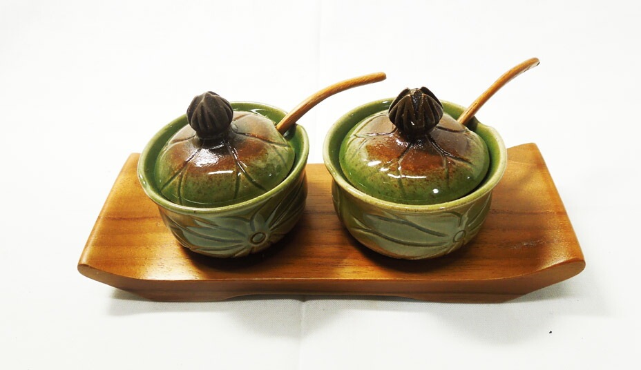 ANiSIE アニシエ バリコレクション ジェンガラケラミック 調味料 ソルト＆ペッパー入れ ウッドボード 木盤 バリ島