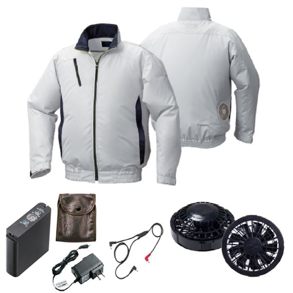 KU92010空調服 ポリ カジュアル FAN2200B/LIPRO2 銀xダーク紺 5L