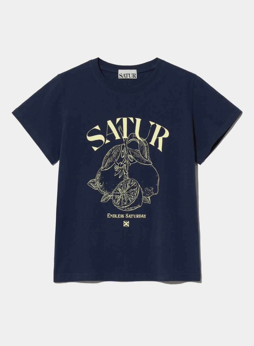 【SATUR】 (W) CAPRI CITRON DRAWING SUMMER GRAPHIC T-SHIRTS : SUNSET NAVY