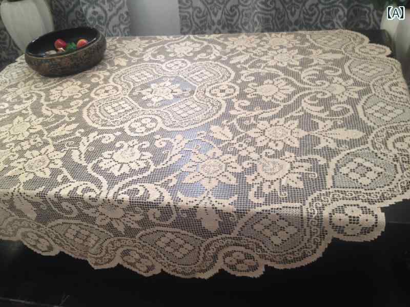 レース編み テーブルクロス レトロ ヨーロッパ クロシェ メッシュ 円形 ダイニング リビング 食卓 ソファー カバー 防塵 おしゃれ 白 花柄