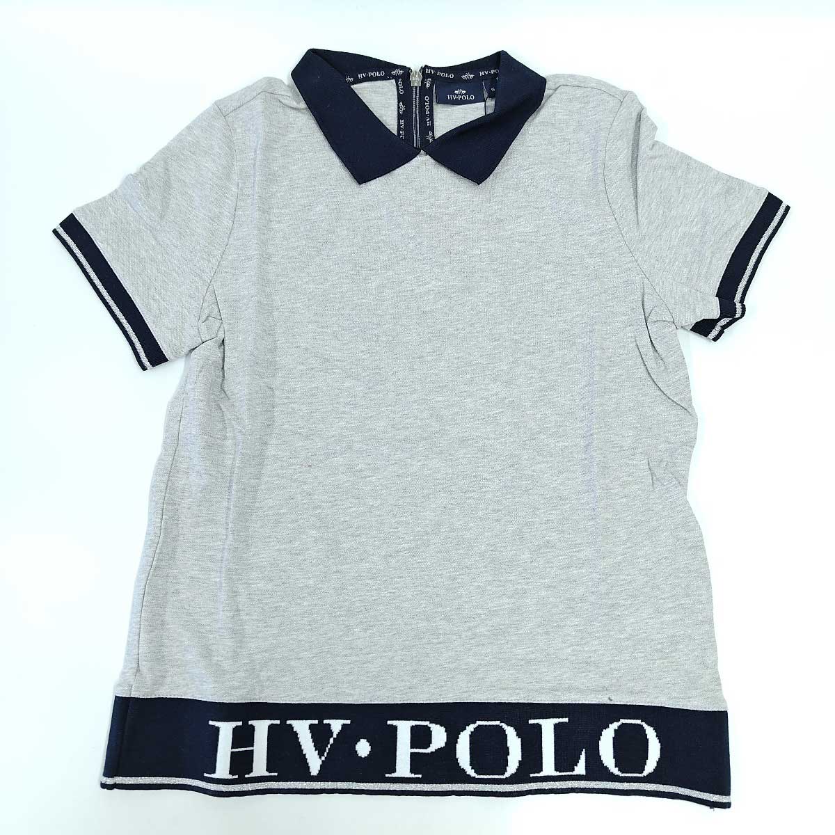【中古・未使用品】HV POLO CHILLY 半袖 ニット カットソー シャツ 乗馬 馬術 S グレー レディース トップス バックファスナー 中古・未使用品】HV POLO CHILLY 半袖 ニット カットソー シャツ
