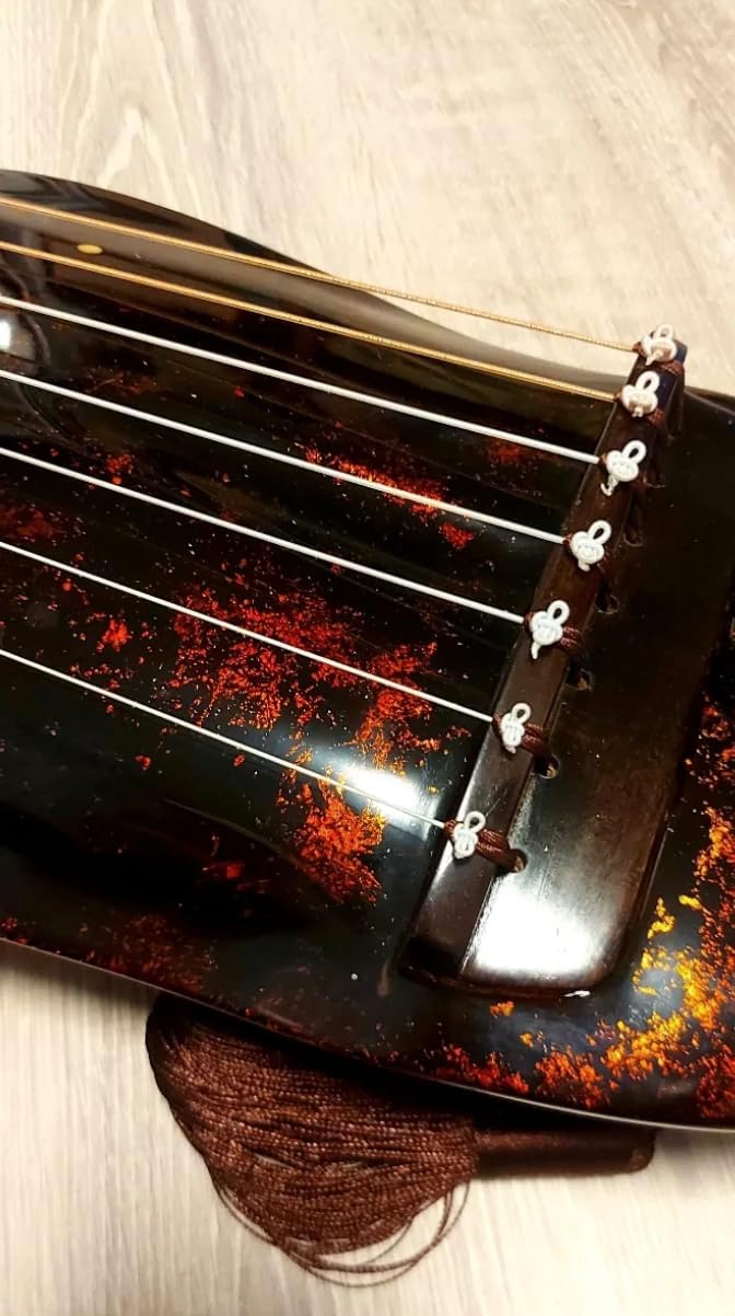 古琴 バナナの葉 波紋の形 中国の弦楽器