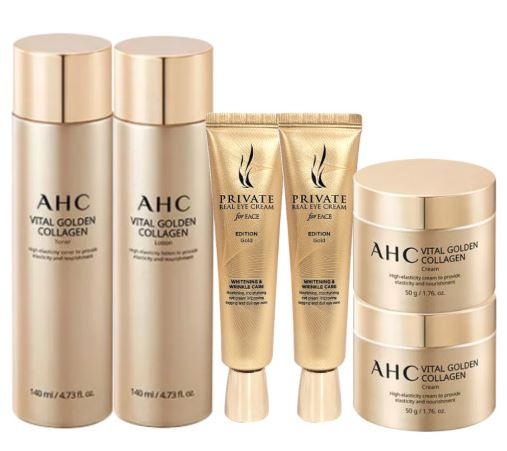 [韓國正品]ゴールド アイクリーム 基礎 6点セット スキン ローション 基礎セット/化粧水140ml/乳液140ml/コラーゲンクリーム50g x 2個/アイクリーム30ml x 2個