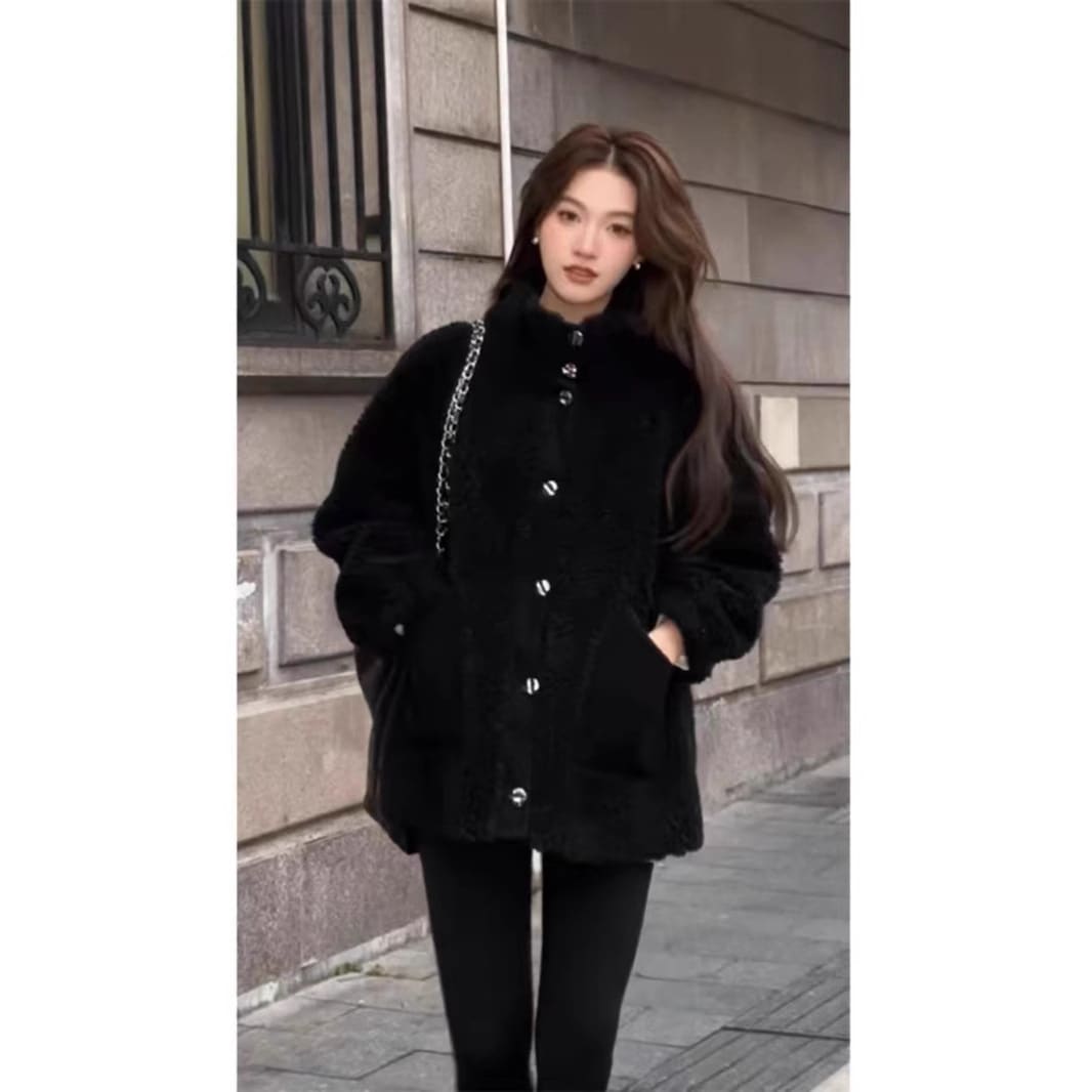 1212-46 Bai Moujiaブランド 一粒ウールファーオールインワンジャケット