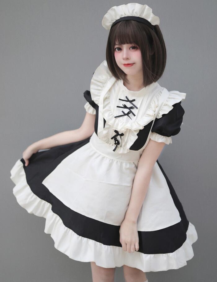 コスプレ メイド服 メイド ゆめかわいい ワンピース エプロン カチューシャ 3点セット 半袖 ミニ丈 クラシック ミニスカ セクシー ドレス ロリータ Lolita ロリィタ ゴスロリ 甘ロリ メイ