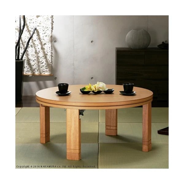 コタツテーブル 単品 こたつ テーブル 直径90cm 円型 丸型 丸形 円形 継ぎ脚 高さ変更 調整 薄型 フラットヒーター 日本製 北欧 リビング センターテーブル