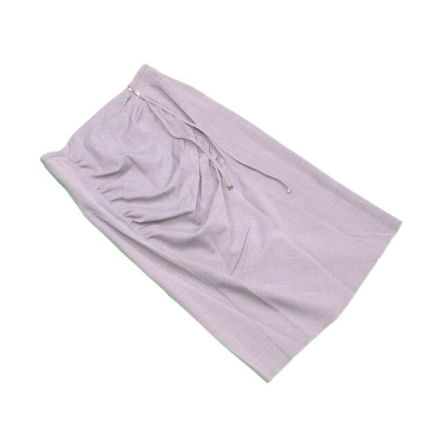 スカート 後リボン付き シャーリング 38サイズ グレー シルバー 中古