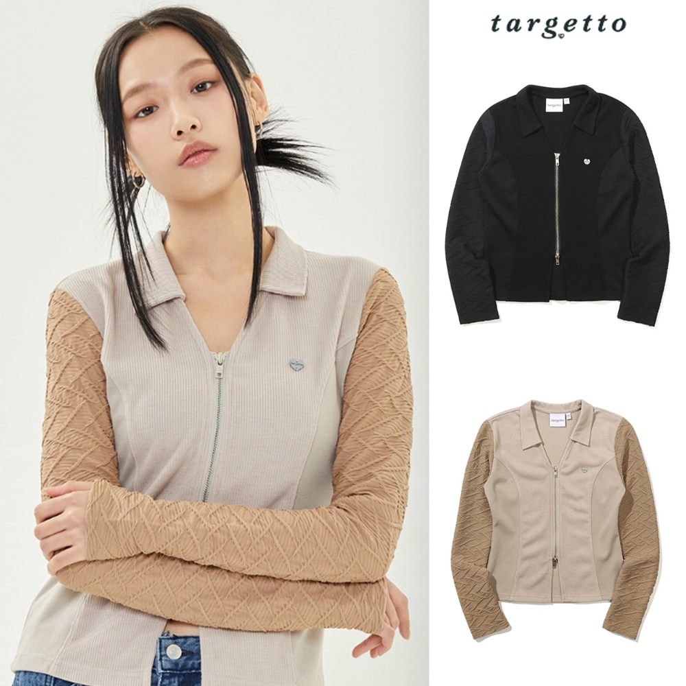 [TARGETTO] INCISION ZIP UP CARDIGAN