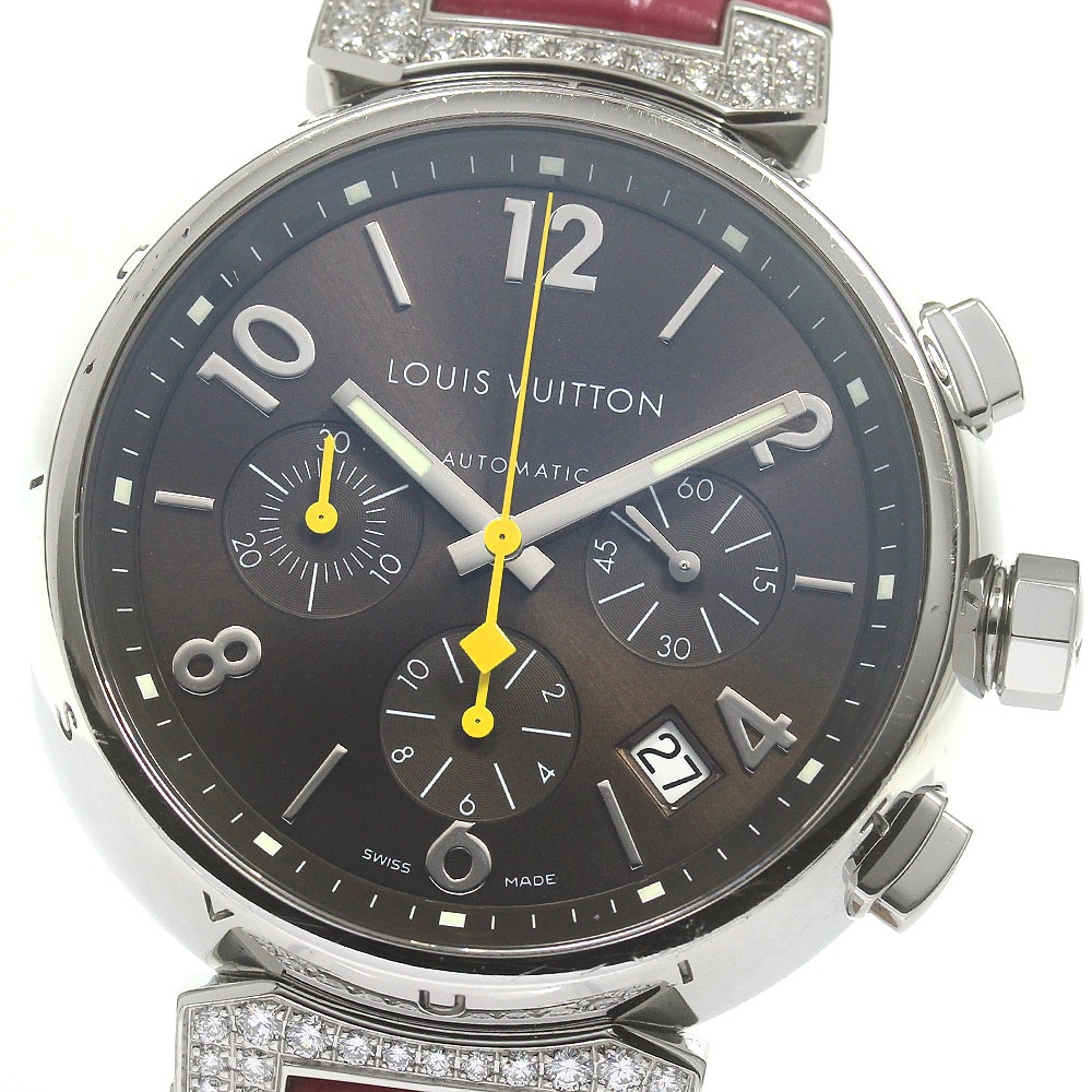 ルイ・ヴィトン LOUIS VUITTON Q112G タンブール クロノグラフ ラグダイヤ 自動巻き メンズ 箱・保証書付き_844185【中古】