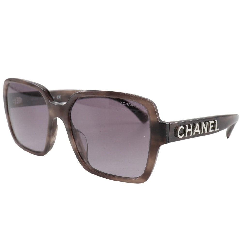 サイドロゴ スクエア シェイプ 5408-A サングラス プラスチック ライトブラウン レディース 中古品 Aランク