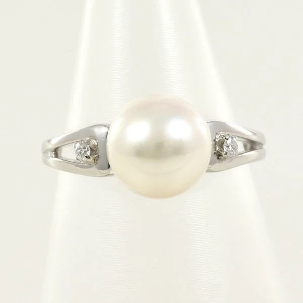 ミキモト PT900 リング 指輪 9.5号 パール 約8.5mm ダイヤ ジュエリー 中古