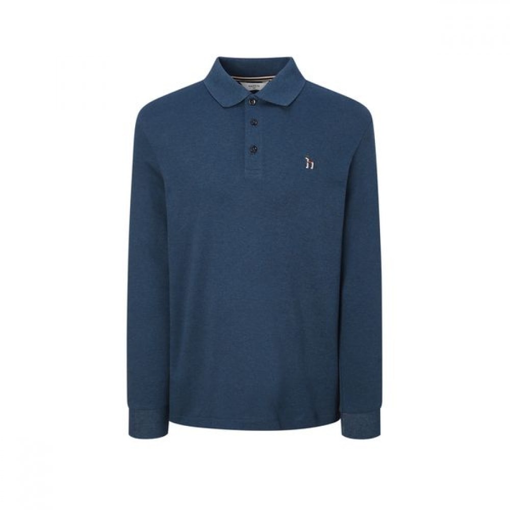 [ヘッジス] 24FW ブルーメランジコットンロングスリーブカラー T シャツ WHTS4D302B3