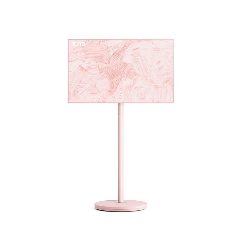 FITUEYES マスタテレビスタンド キャスター付き 24型～48型対応 ハイタイプ 壁寄せテレビスタンド 移動式 高さ調整可能 小型テレビ対応 配線管理 ゲームルーム ピンク