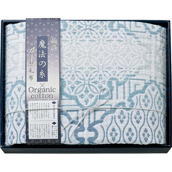 PRAIRIE DOG GMOW-11100 極選魔法の糸×オーガニック プレミアム四重織ガーゼ毛布 ブルー