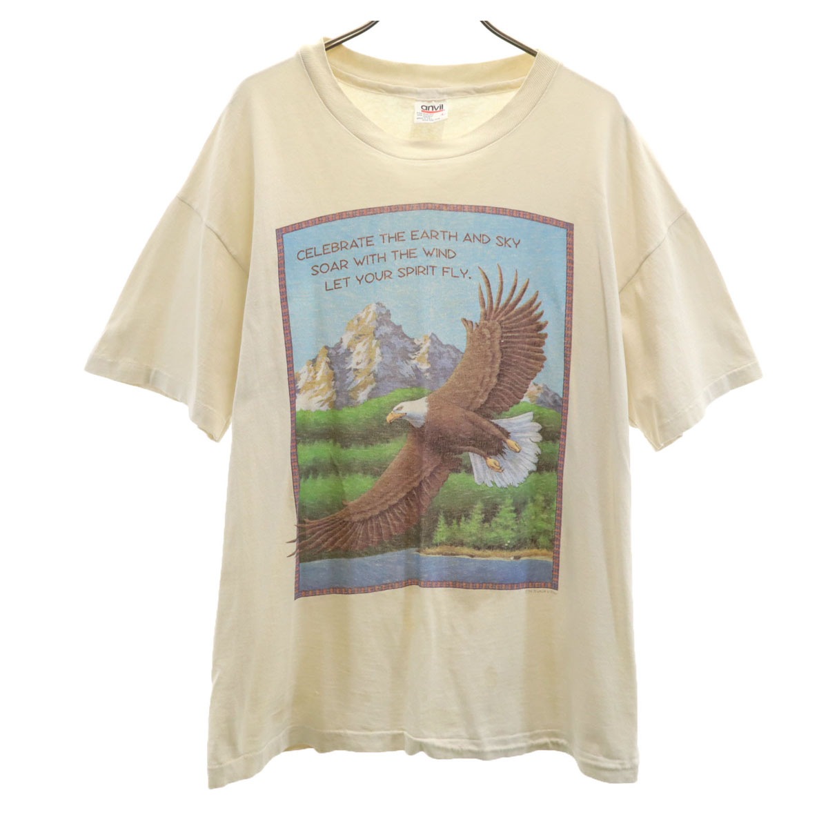 90s USA製 オールド 半袖 Tシャツ L アイボリー シングルステッチ メンズ 古着