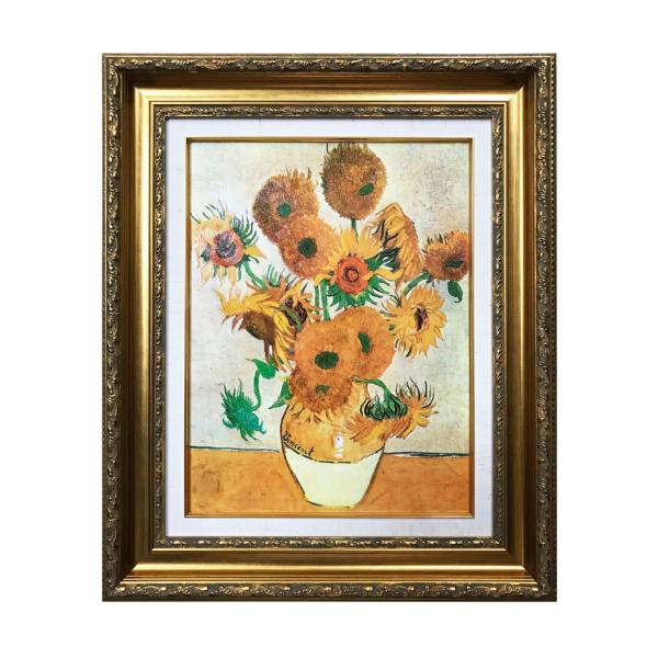 ファブリックパネル アートフレーム おしゃれ 名画 絵画 壁掛け ウォールデコレーション フィンセントファン・ゴッホ ひまわり 495x590mm