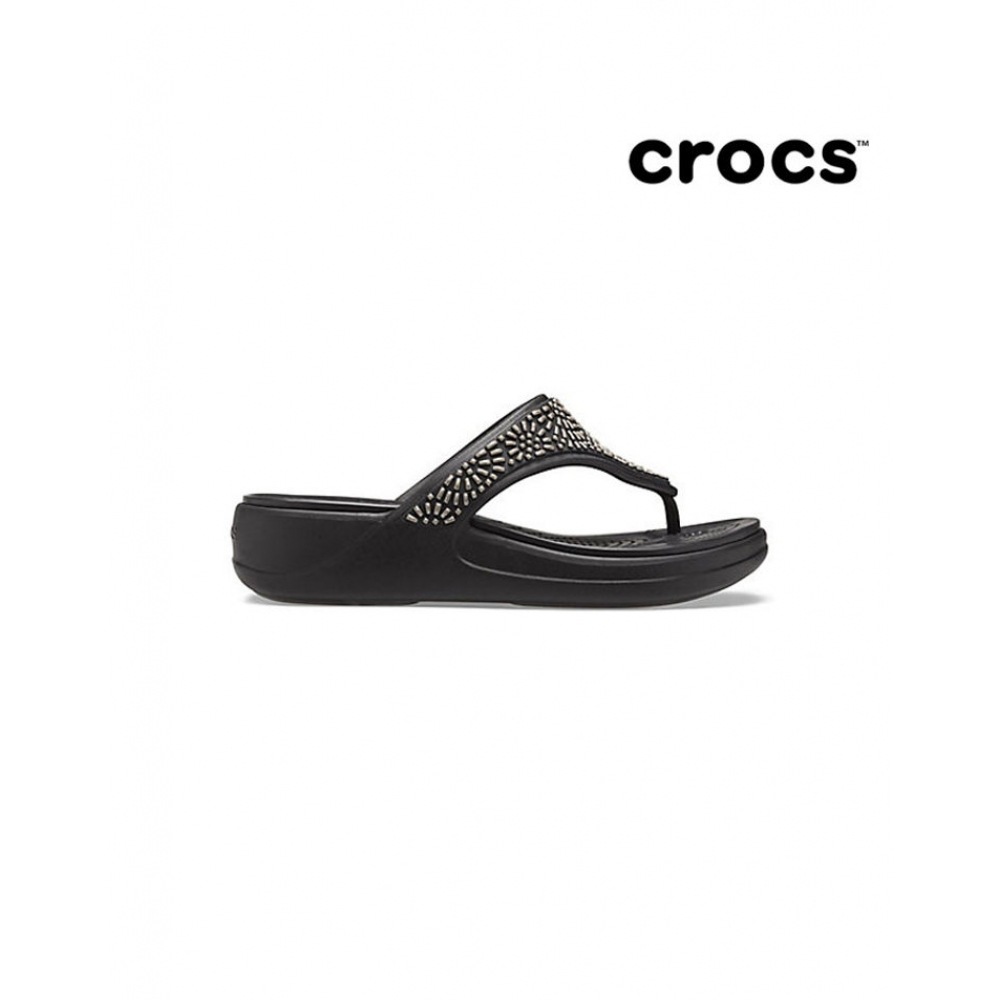 クロックスレディースモントレーディアマンテウェッジフリップブラック 206343-001