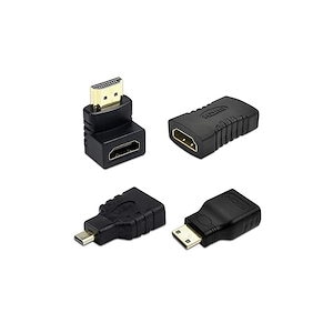 HDMI変換アダプタ コネクター 4種類セット HDMIケーブルコネクタアダプターキット HDMI 接続 変換 延長 コネクター 90度L型 mini HDMI/micro HDMI 全部に対応