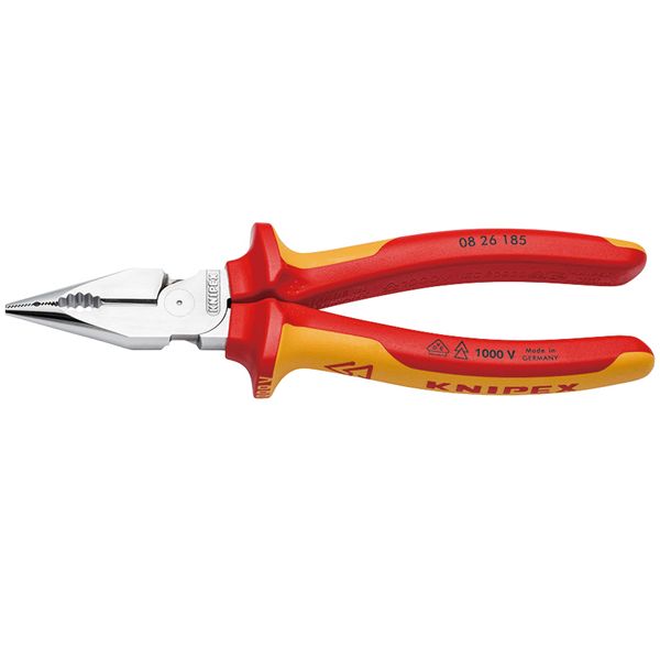 KNIPEX クニペックス 1000V絶縁ニードルノーズペンチ サイズ185x85x30mm 0826-185
