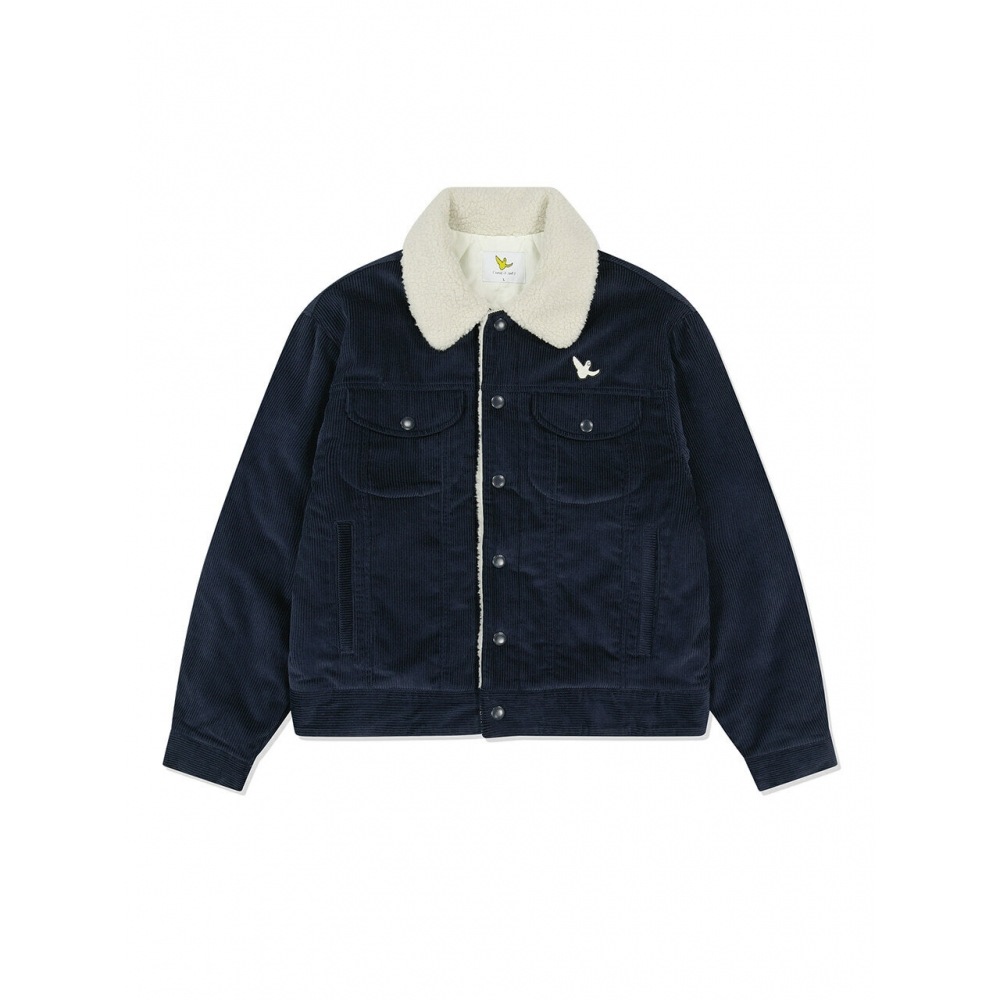 whatitisnt コーデュロイボアファーカラートラッカージャケットネイビー