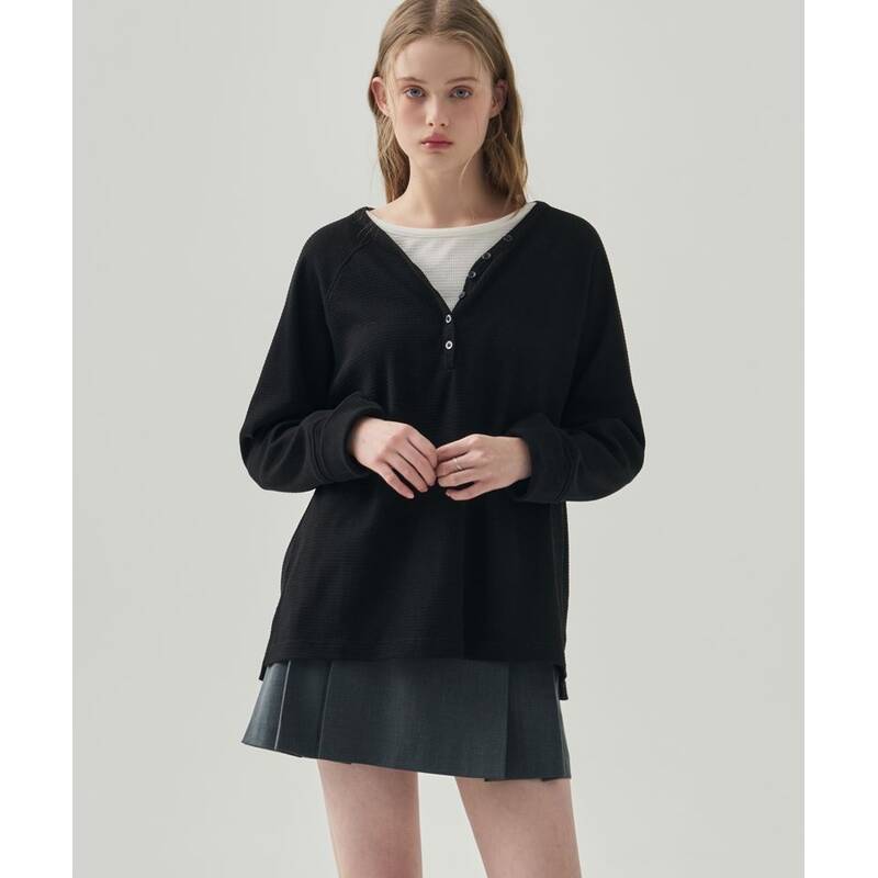 ドローフィット ウィメン DRAWFIT WOMEN マグネットボタン ワッフルTシャツ [BLACK] DFWMTS6104BK 372730
