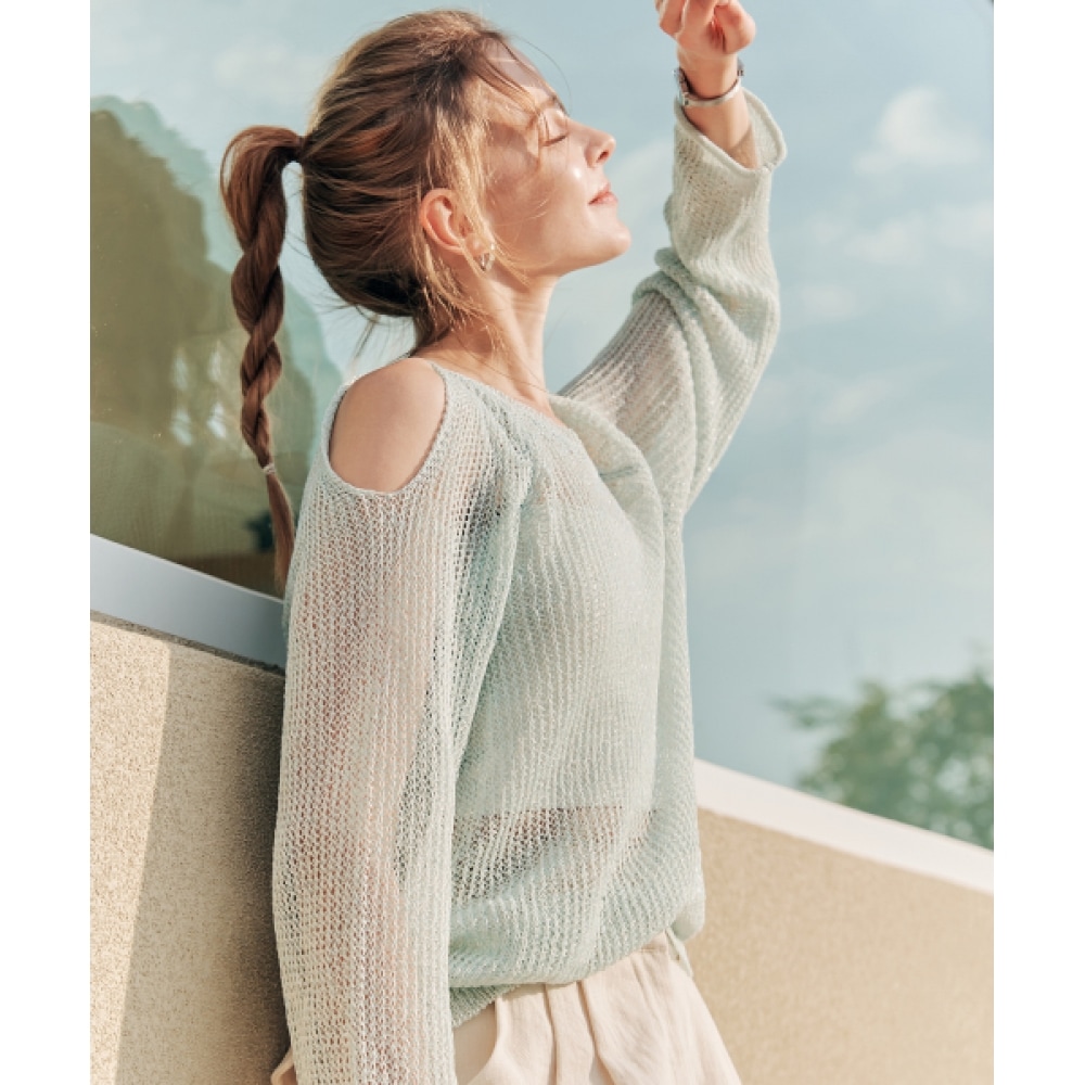 ゼロストリート [2色] サマーセミオフショルダーセーター