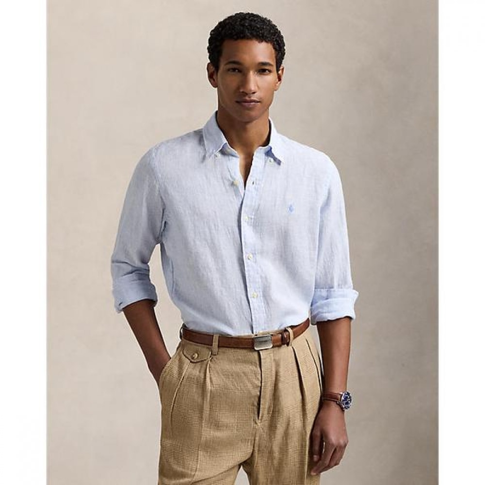 ポロラルフローレンメンズクラシックフィットストライプリネンシャツ (MNPOWOV16824418400)