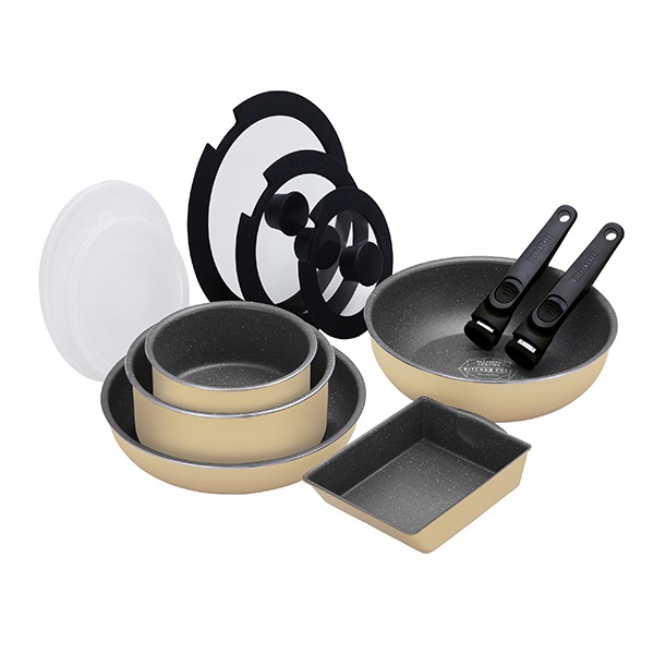 フライパンセット DCG-T12S クレイベージュ ダイヤモンドコートパン ガス12点セット メーカー直送