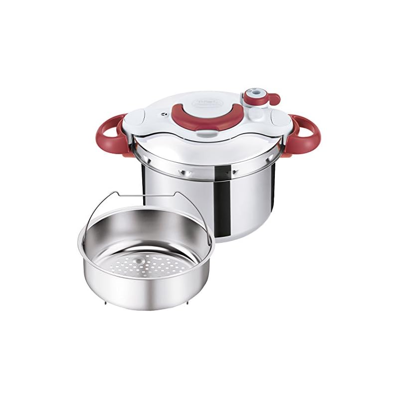 ティファール 圧力鍋 6L 4～6人用 IH ガス火対応 カンタン開閉 10年保証「クリプソ ミニット イージー ルビーレッド」P4620769