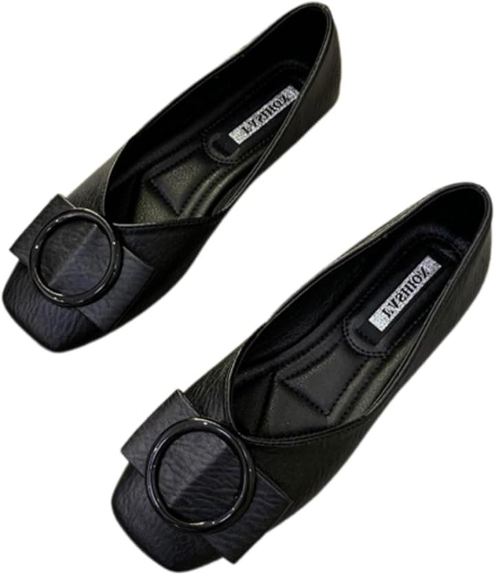 フラットシューズ バレエシューズ パンプス レディース 歩きやすい 折りたたみ 柔らかい 快適 オフィスワークシューズ 携帯 ローヒール ローファー 靴( ブラック, 23.0 cm)