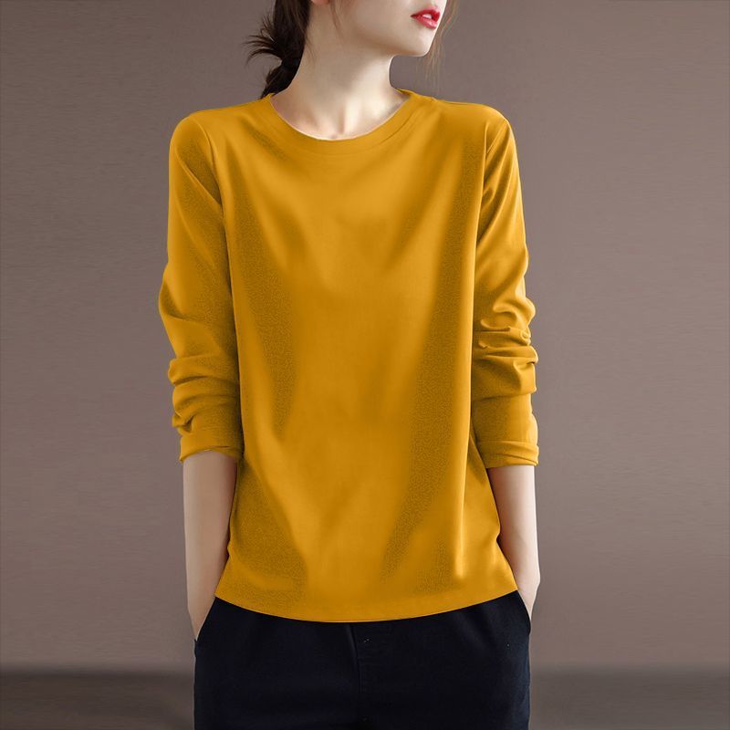 レディース 長袖 トップス カットソー 無地 クルーネック 長袖Tシャツ 秋 冬 大きいサイズ 黒 白 ロンT ロングtシャツ 暖かい シンプル 体型カバー ゆったり 防寒 ロングスリーブ あったか