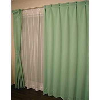 遮光カーテン　サーブル２　幅１００cm丈１３５cm　２枚組 (グリーン)